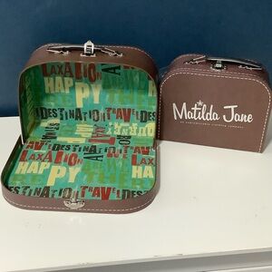 Matilda Jane Brown Mini Carry Cases with Colorful Printed Interior